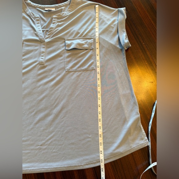 J. Jill Relaxed Fit Light Blue V-Neck Short Sleeve Pocket Tee Size XL Oversized - Picture 9 of 12